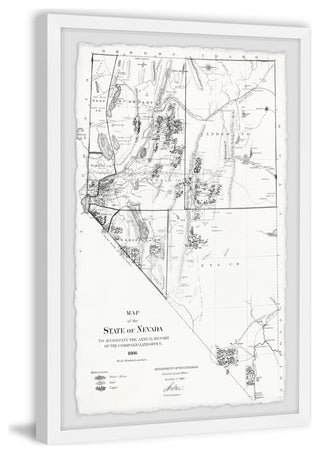 "Vintage Nevada Map" Framed Painting Print, 8x12