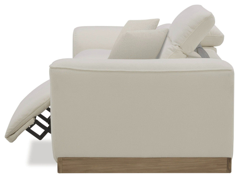 Divani Casa Hagerty - Modern Off-White Fabric Sofa With 2 Power Recliners