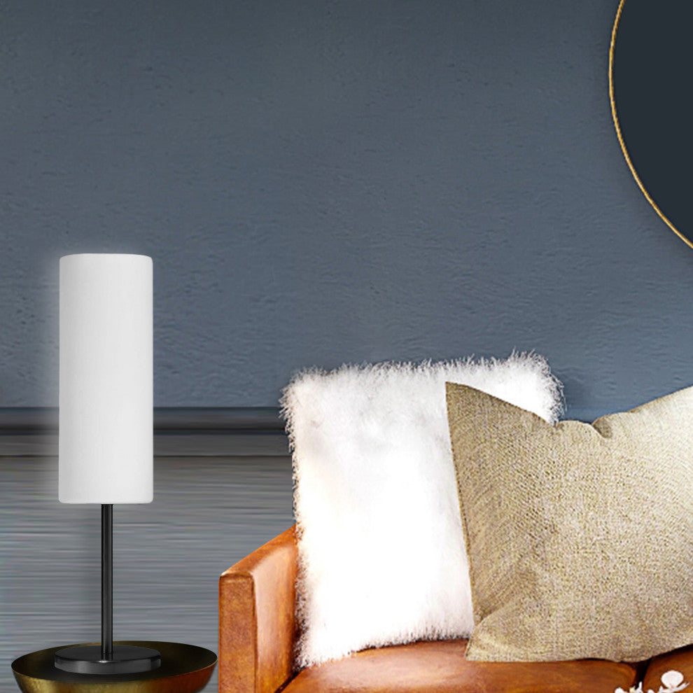 White Modern Table Lamp, Matte Black