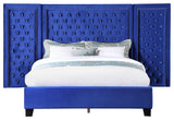 ACME Damazy Eastern King Bed in Blue Velvet