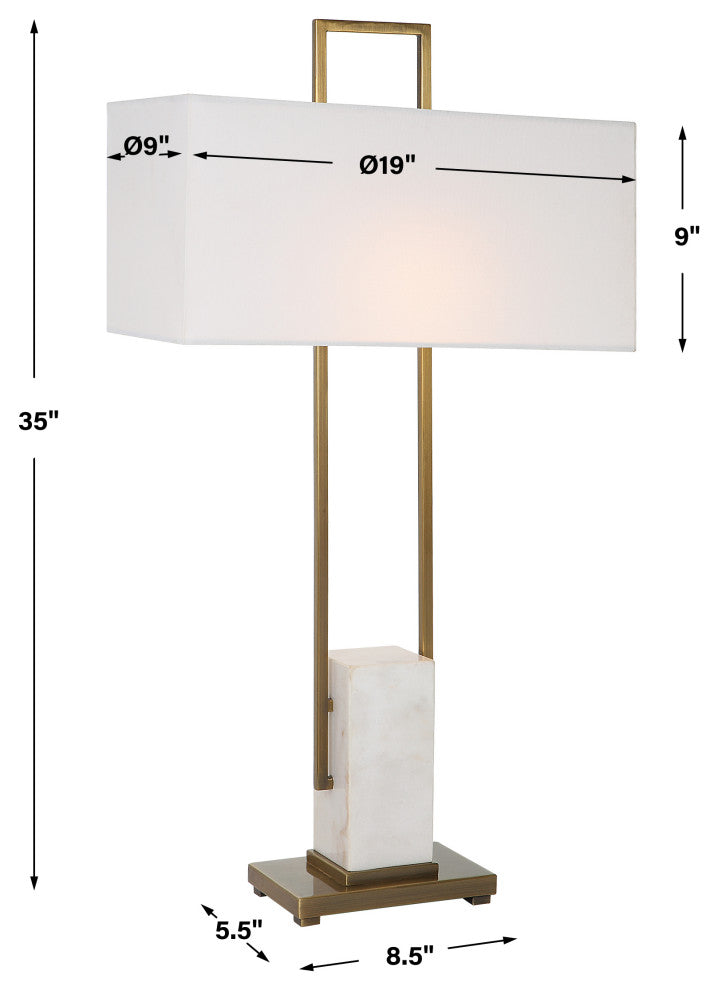 Uttermost Column White Marble Table Lamp