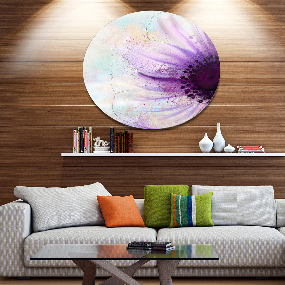 Flower With Purple Petals, Flowers Round Wall Art, 23"
