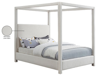 Emerson Upholstered Bed, Cream, Full, Linen Textured Fabric