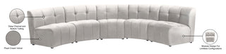 Limitless Velvet Upholstered 5-Piece Modular Sectional, Cream