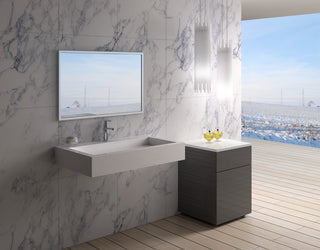 ADM Rectangular Wall Mounted Sink, White, 32", Glossy White