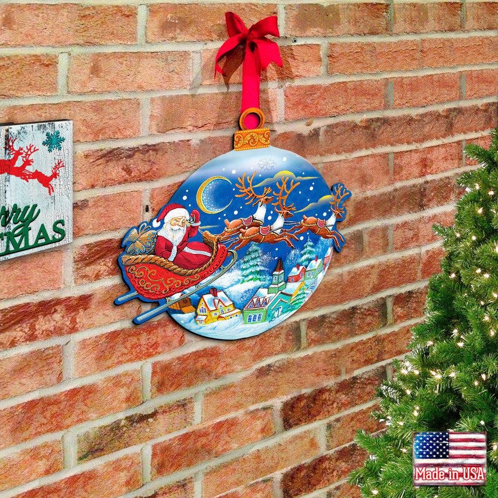 Up Up And Away Ornamental Decorated Santa Decor, Door Hangers