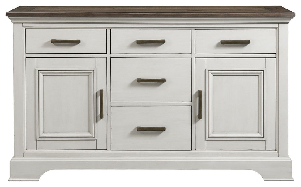 Drake 62' Wide 5-drawer Sideboard, Rustic White