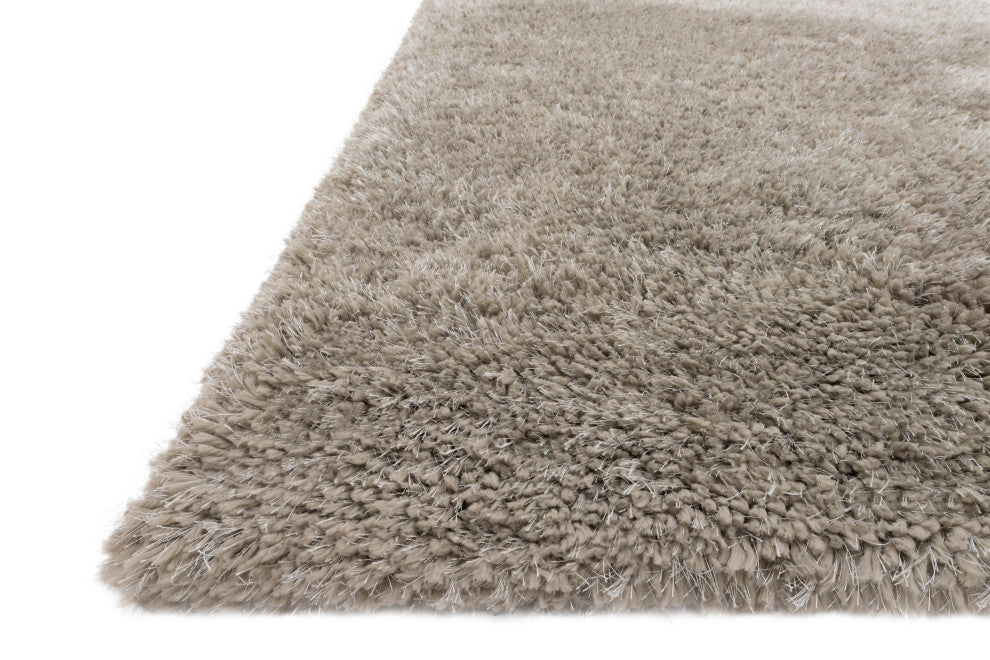 Hand Tufted Polyester Mila Shag Area Rug by Loloi II, Taupe, 2'3"x3'9"