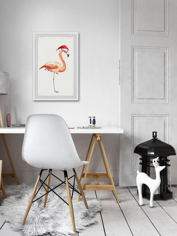"Christmas Flamingo" Framed Painting Print, 30x45