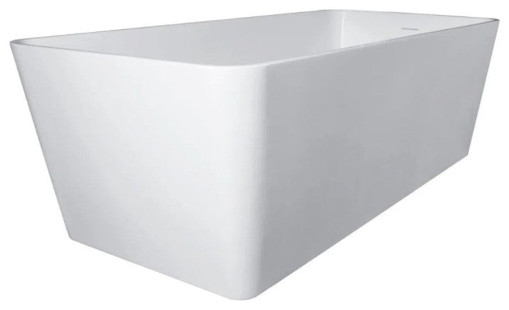 Vanity Art Solid Surface Resin Stone Freestanding Bathtub, Glossy White, 67 in. X 32 in.