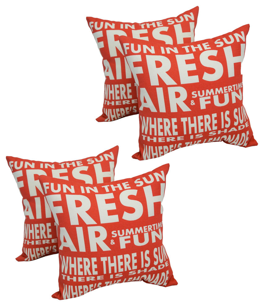 Spun Polyester 17" Outdoor Throw Pillows, Set of 4, Oh Beautiful