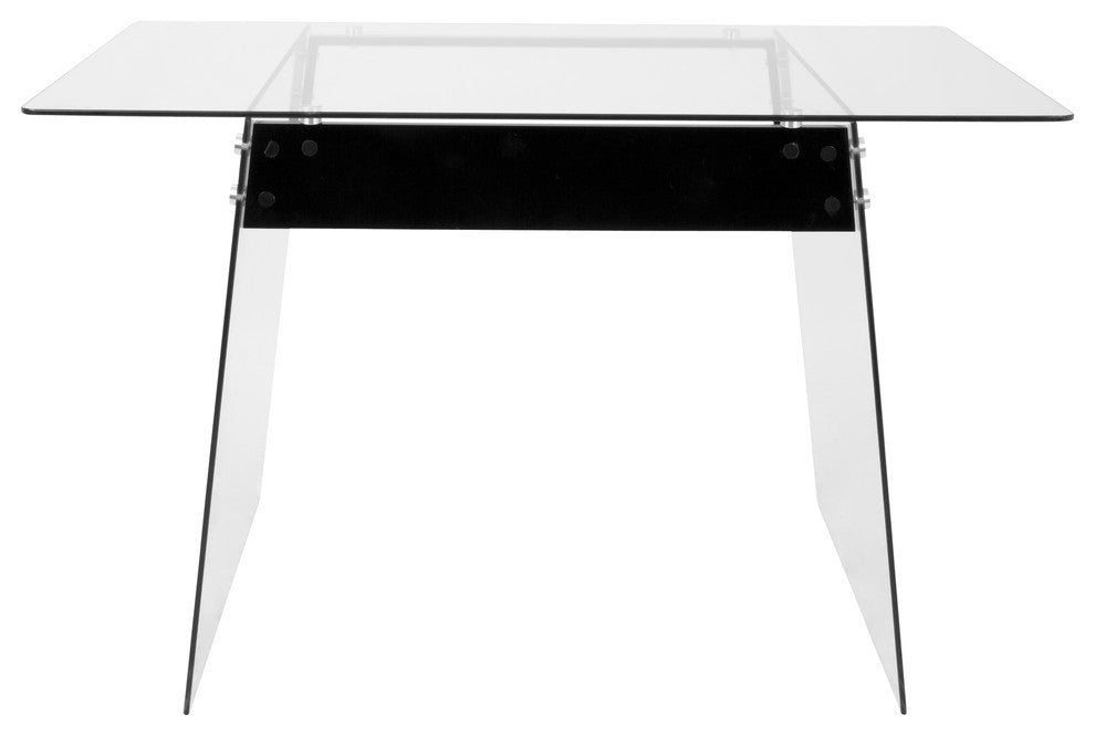 Glacier Contemporary Office Desk in Clear and Black
