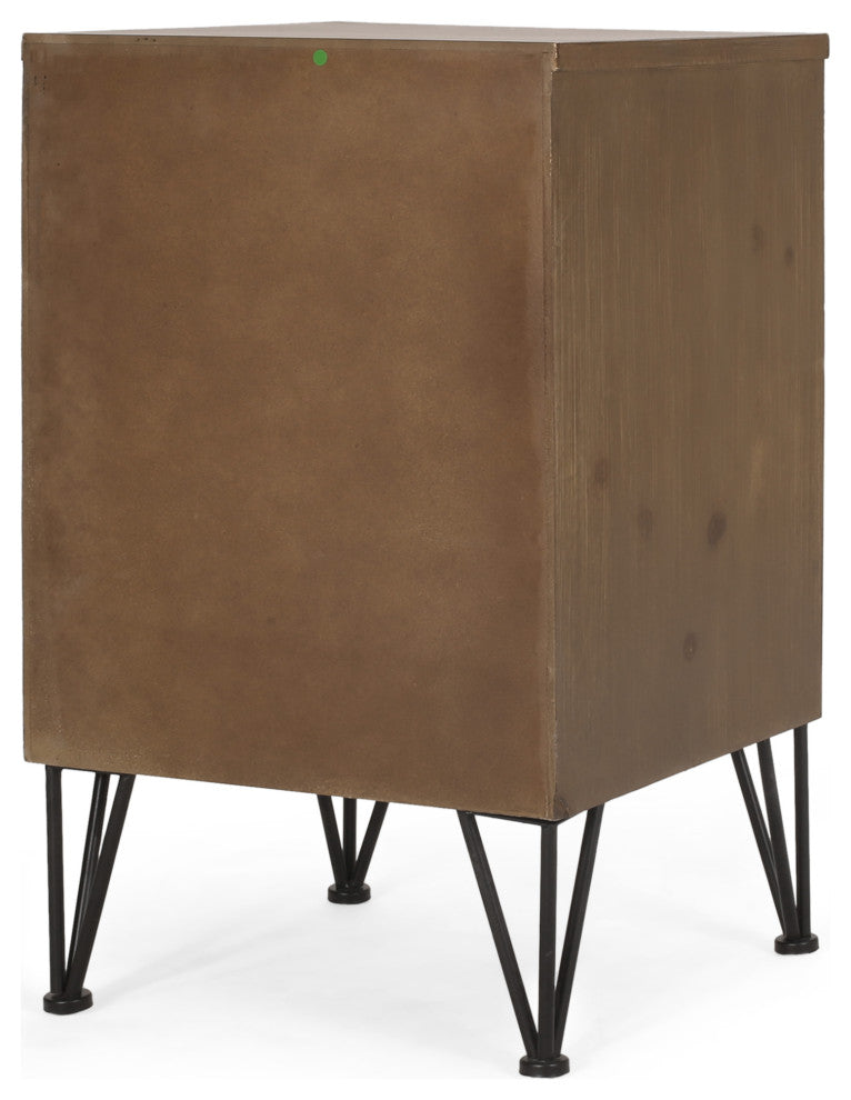 Merlack Contemporary End Table With Storage, Walnut, Natural, and Black