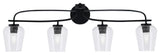 Cavella 4 Light Bath Bar, Matte Black Finish, 5" Clear Bubble Glass