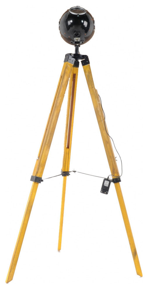 35" Distressed Tripod Floor Lamp With Cone