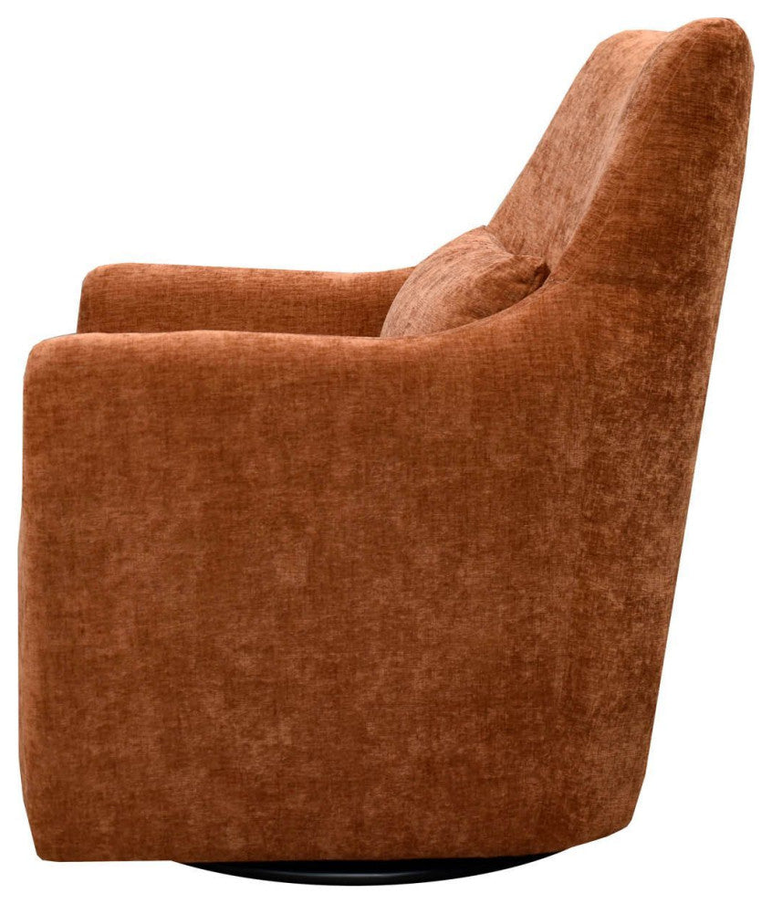 Lounge Upholstered Swivel Chair, Brick Chenille
