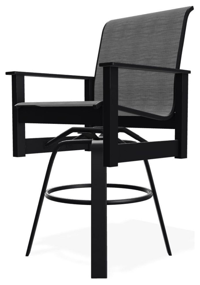 Leeward Sling Bar Height Outdoor Swivel Armchair, Collect Charcoal/Black