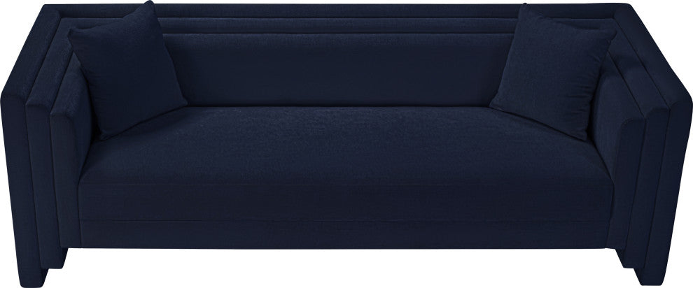 Everett Upholstered Sofa, Navy, Chenille Fabric