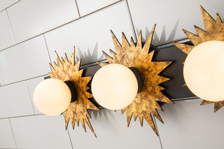 Soleil 3 Light Bath Vanity Light in Gold and Weathered Zinc