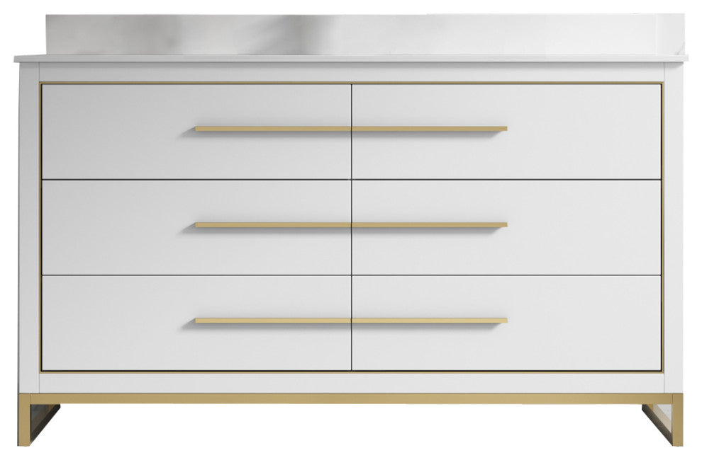 Alma Kathyia Freestanding Bath Vanity, Gold Hardware, 60" Single Sink