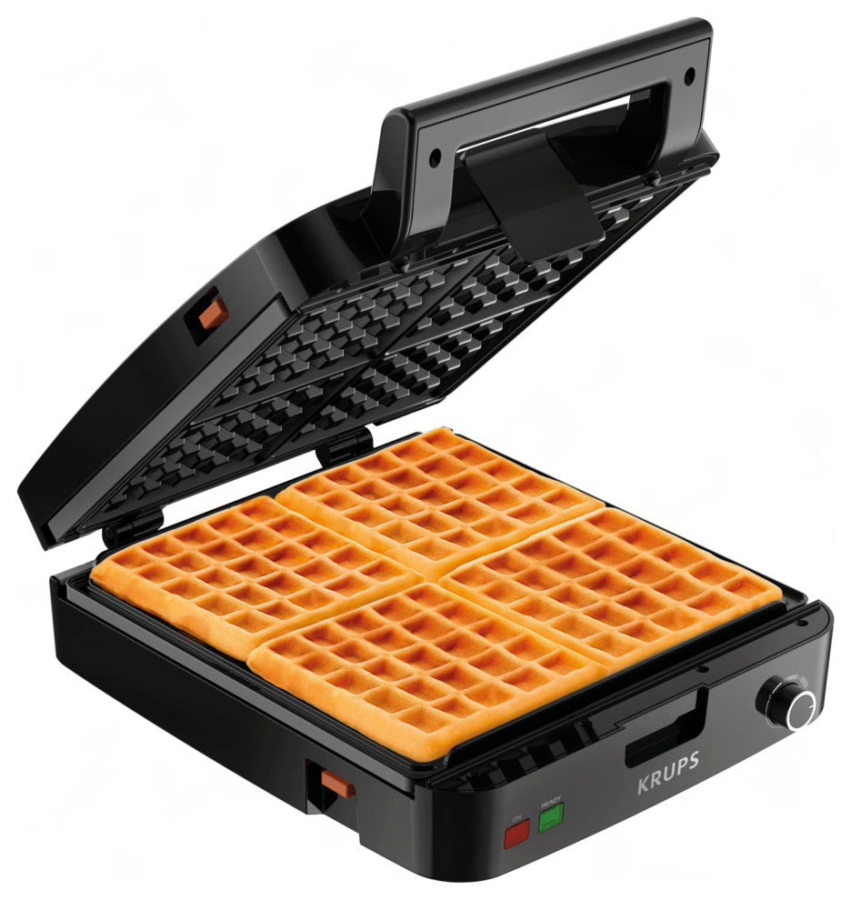 Breakfast Set Stainless Steel Waffle Maker 4 Slices Audible "Ready" Beep, 1200