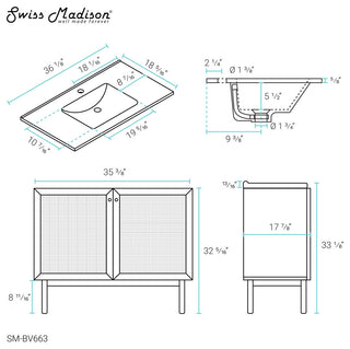 Classe Bathroom Vanity, Oak, 36"