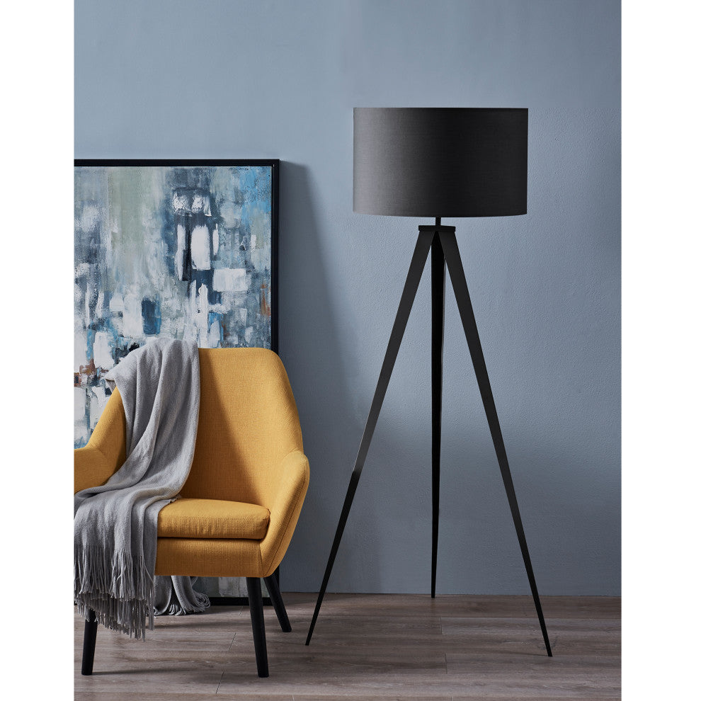 Tall Standing Light Tripod Floor Lamp, Black