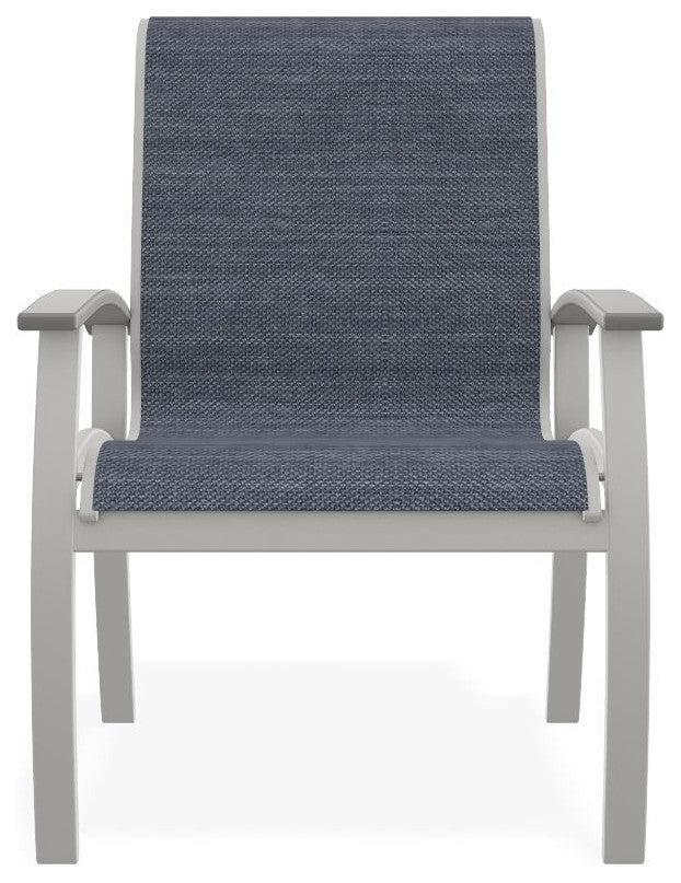 Belle Isle Sling Outdoor Dining Chair, Augustine Denim/Snow