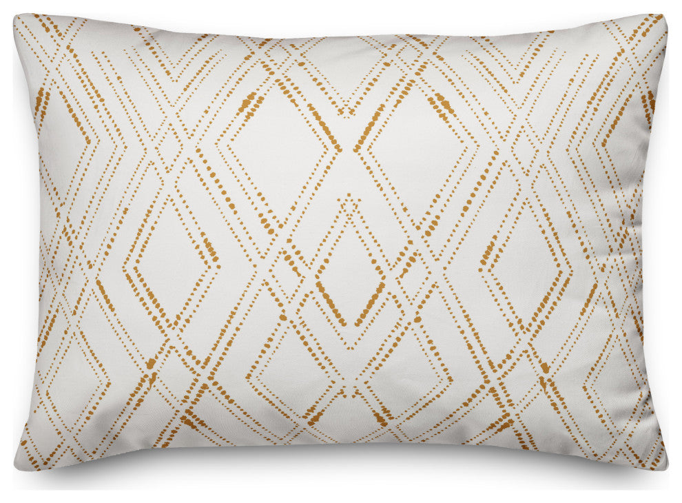 White and Gold Diamond 20x14 Spun Poly Pillow
