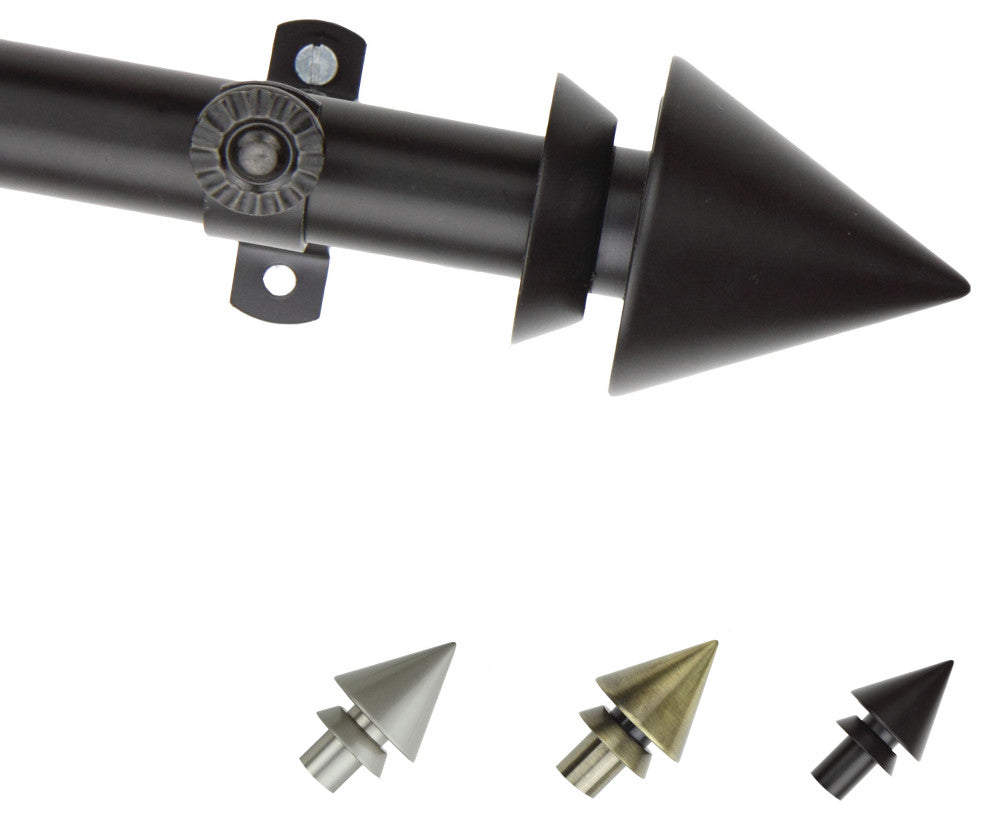 Jacob 13/16" Diameter Curtain Rod, Black, 18-28"