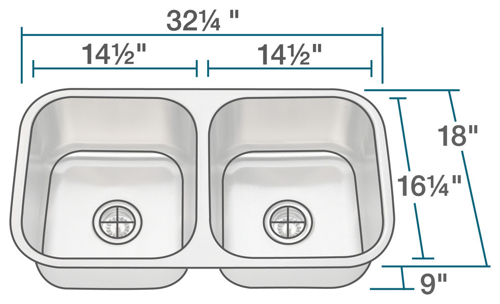 PA205-16 Double Bowl Stainless Steel Kitchen Sink