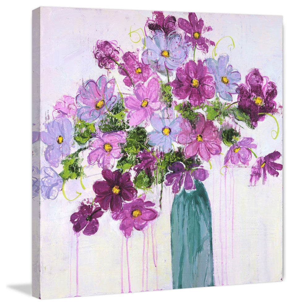 "Happy Blooms" by Julie Joy Painting Print Wrapped Canvas, 18x18