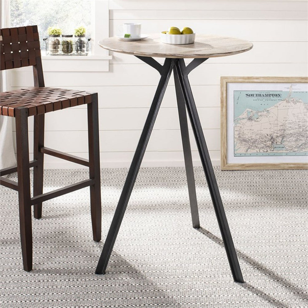 Safavieh Axel 42" Tripod Pub Table in Gray Wash and Black