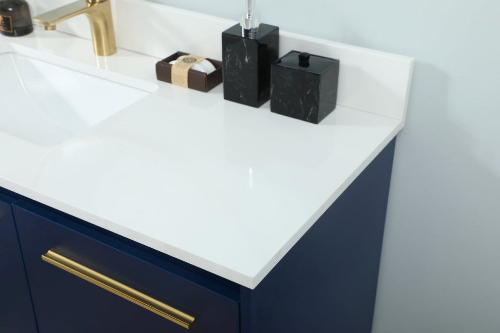 Sue 48" Single Bathroom Vanity, Blue, With Backsplash