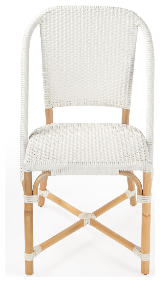 Tenor White and Black Rattan Side Chair
