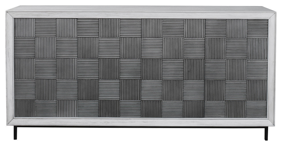 Uttermost Checkerboard 4 Door Gray Cabinet