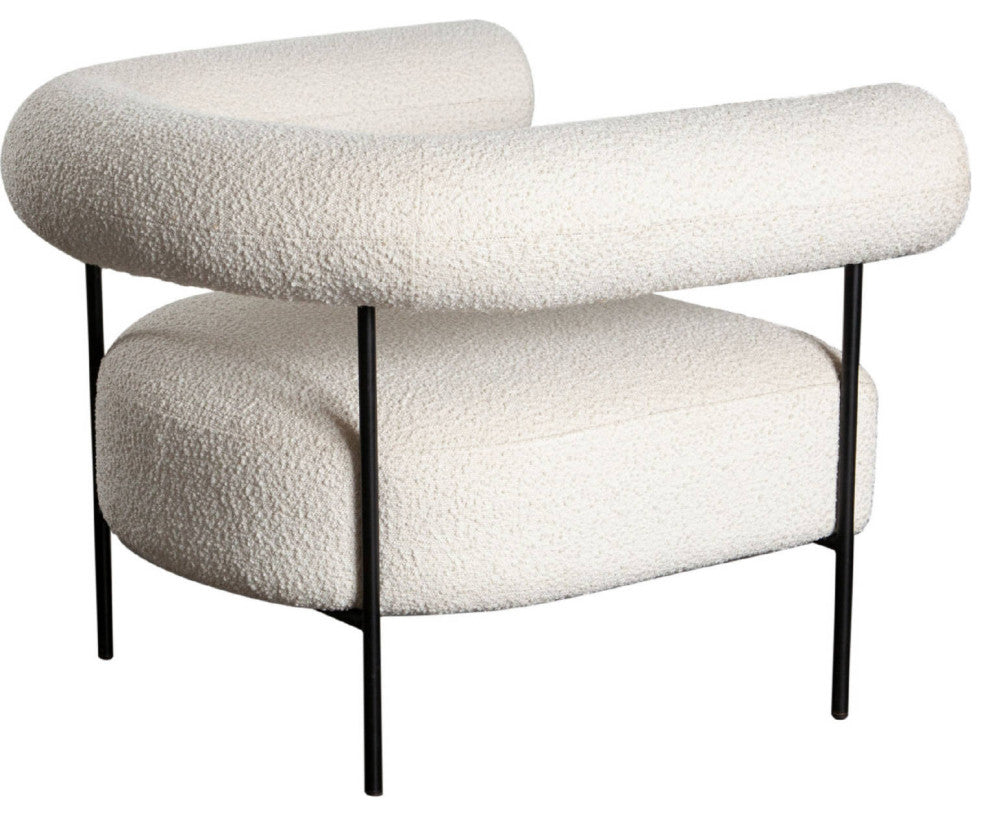 District Accent Chair in Ivory Boucle Fabric by Diamond Sofa