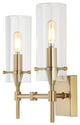 Cato 13.5" 2-Light Modern Farmhouse Iron/Glass Vanity, Oil Rubbed Bronze/Clear