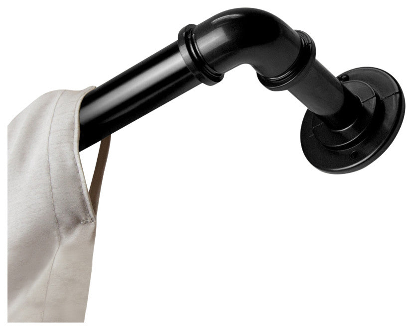1" Pipe Blackout Curtain Rod, Black, 28"-48"