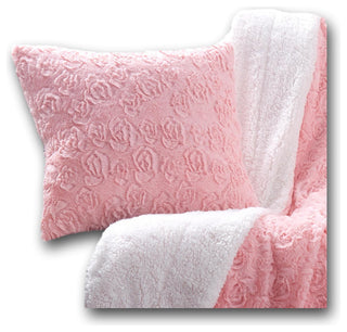 Luxury Faux Fur Euro Throw Pillow Covers, Rosey Pastel Baby Pink, 26" X 26"