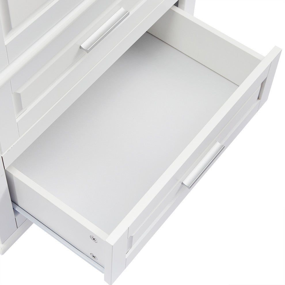 70" Wood 2-door Bath Cabinet, Adjustable Shelves, White