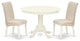 3Pc Dinette Set, Rounded Table, Two Parson Chairs, Cream Fabric, Linen White