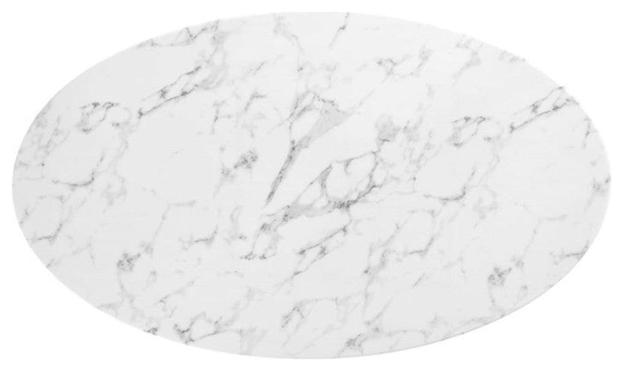 Modway Modway Lippa 54" Oval-Shaped Artificial Marble Dining Table, White