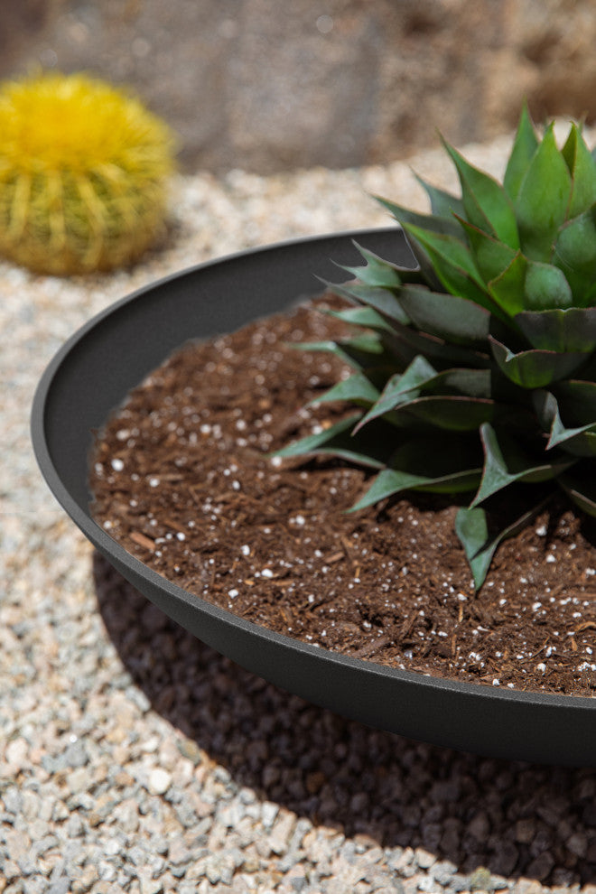 Lane Round Planter Bowl, Black, 24'', 2 Pack