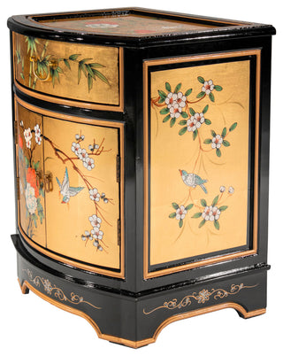 Gold Lacquer End Table Birds and Flowers