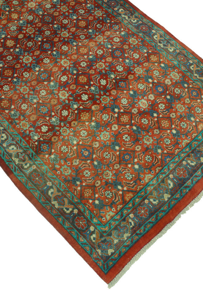Fine Vintage Distressed Goli Rust/Blue Runner, 3'10x9'10