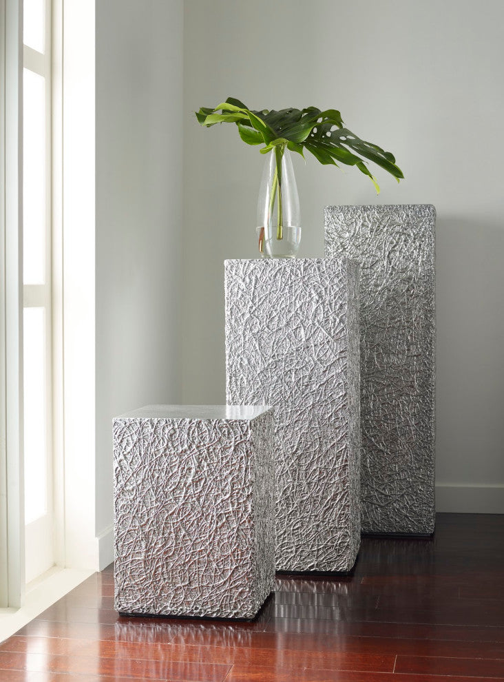 String Theory Pedestal, Silver Leaf, Large
