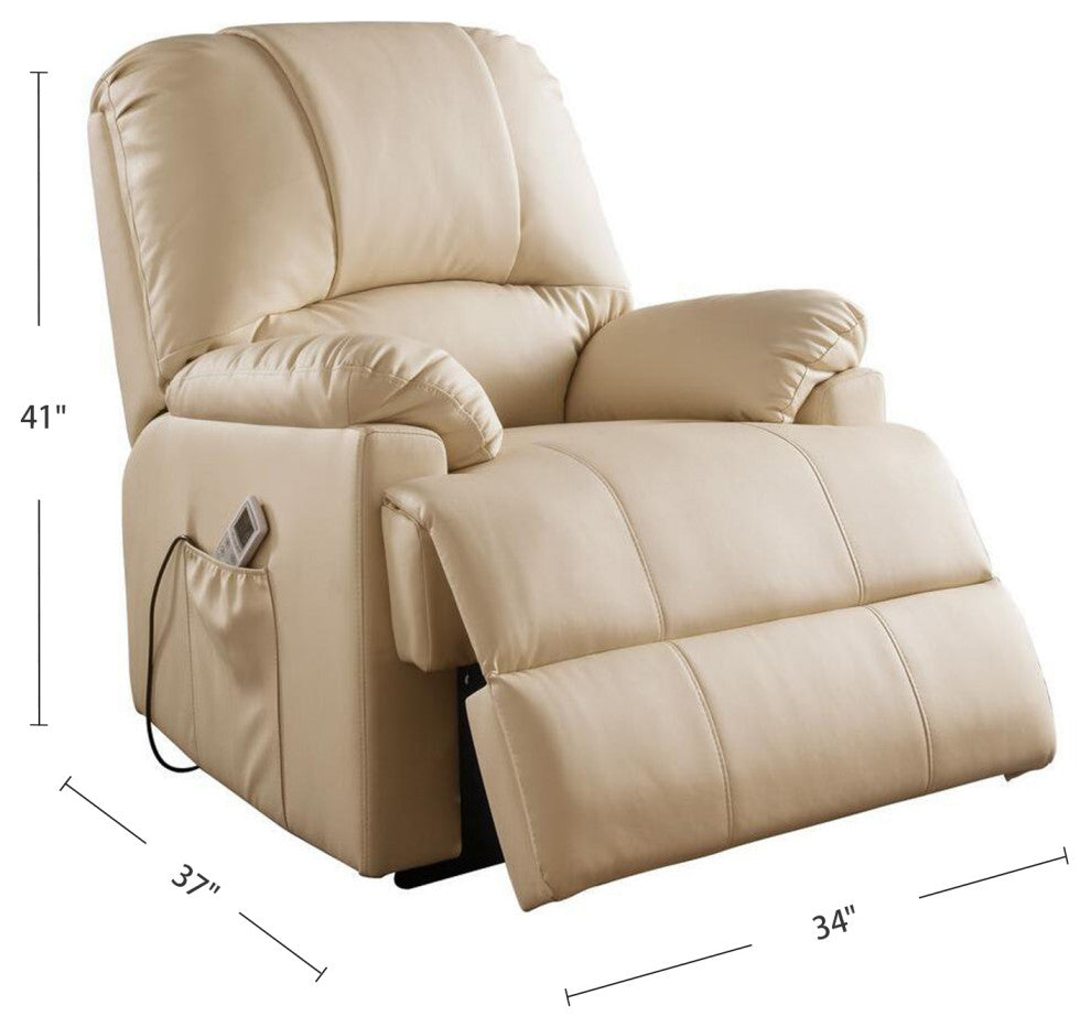 Beige PU Upholstered Recliner With Power Lift and Massage