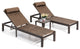 Outdoor Recliner Adjustable Quilted Chaise Lounge Chair and Table Set, Brown