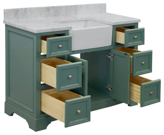 Zelda 48" Bathroom Vanity, Sage Green, Carrara Marble
